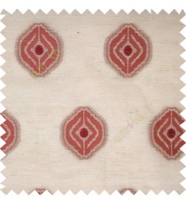 Orange maroon brown color traditional designs circles texture finished polyester transparent base fabric sheer curtain